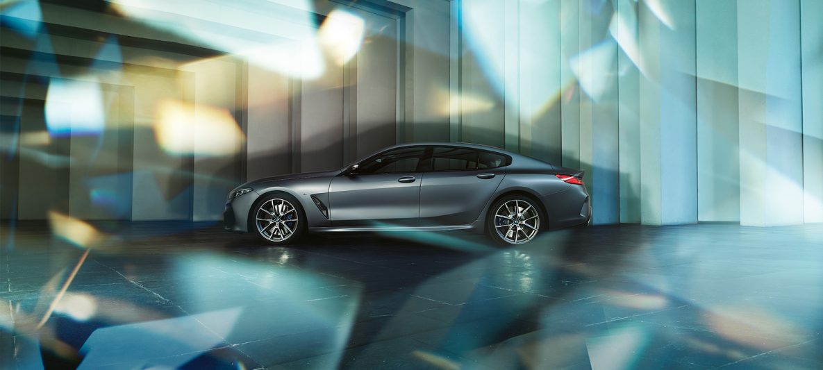 Coupé-Silhouette BMW M850i xDrive Gran Coupé G16 2019 BMW Individual Frozen Bluestone metallic Seitenansicht