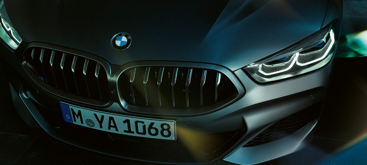 Doppelniere BMW M850i xDrive Gran Coupé G16 2019 BMW Individual Frozen Bluestone metallic Nahaufnahme Front