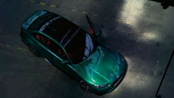 BMW M3 Limousine G80 2020 Isle of Man Grün metallic Vogelperspektive Carbondach