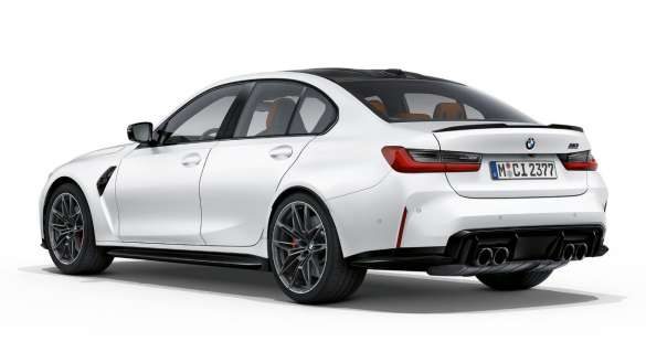 BMW M3 Competition Limousine G80 2020 Frozen Brilliant White metallic Heckdesign Heckansicht