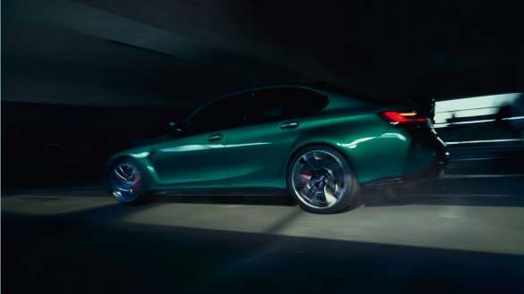BMW M3 Limousine G80 2020 Isle of Man Grün M spezifisches Fahrwerk Seitenansicht